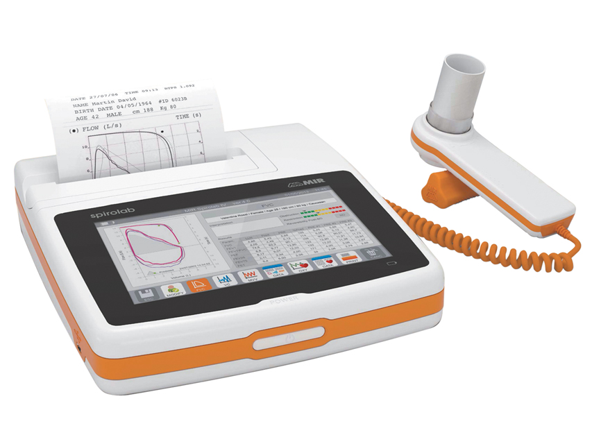 Spirolab krāsu spirometrs ar 7 collu skārienekrānu, printeri un programmatūru