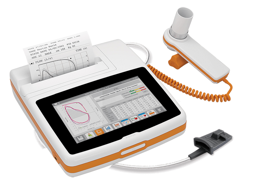 Spirolab krāsu spirometrs ar 7 collu skārienekrānu, SpO2, printeri, programmatūru