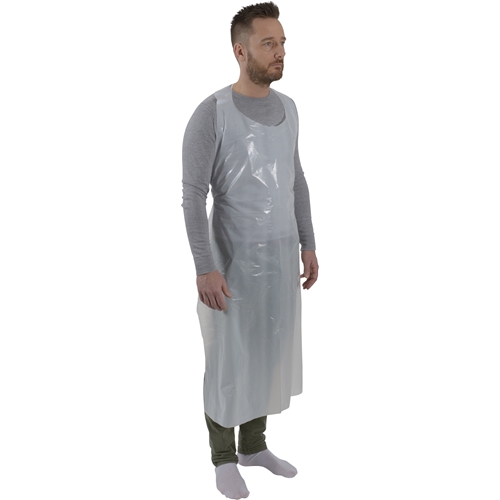 Förkläde plast engångs – 80x130cm 30my vit dispkrt – 100 st