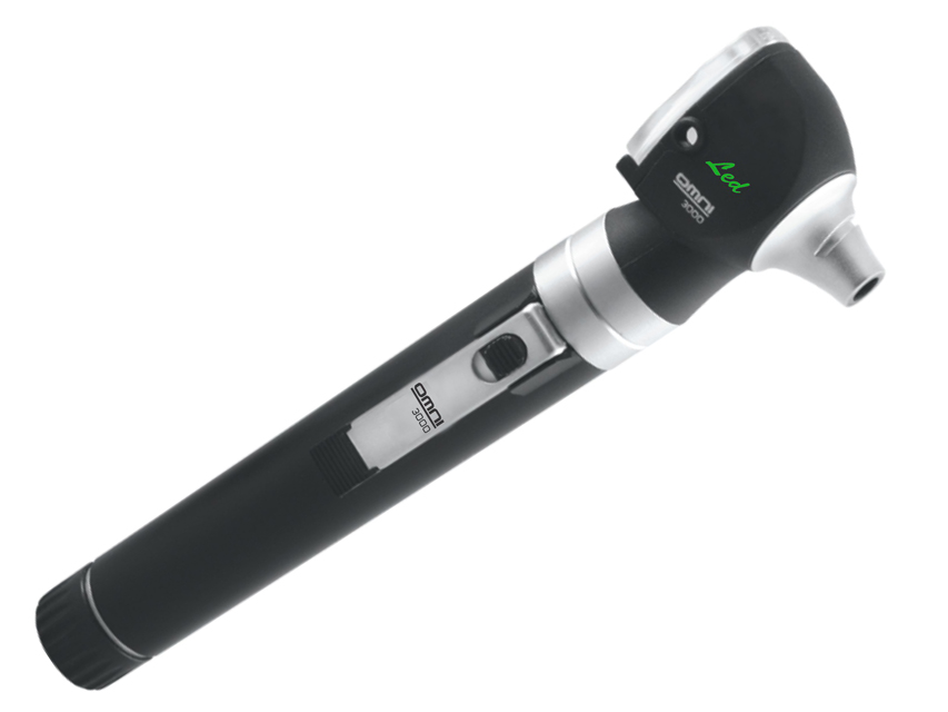 Sigma F.O. LED otoskops 2,5V ar uzlādējamu rokturi un akumulatoru – futrālis – melns