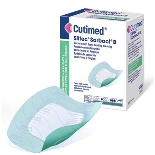 Bakteriebindende skumforbinding Cutimed Sorbact – 23x23cm Sakrum Border – 5 stk